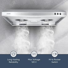 Load image into Gallery viewer, Pacific PR-1230BSX Eco Range Hood, 2 Speed, 4W LED, Stainless Steel, 30"