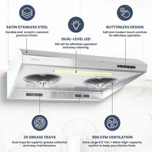 Load image into Gallery viewer, Pacific Power Series - PW-2300HAS Range Hood, 6 Speed, Electronic Control, LED Lighting, 30"