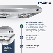 Load image into Gallery viewer, Pacific PR-1230BSX Eco Range Hood, 2 Speed, 4W LED, Stainless Steel, 30&quot;
