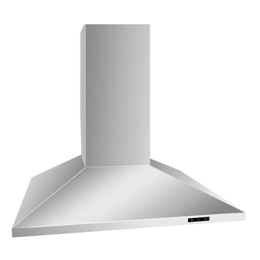 Pacific PLN-E30AS-BF Wall-Mount Chimney, 3 Speed, LED Strip Light, 750 CFM, Stainless Steel, 30